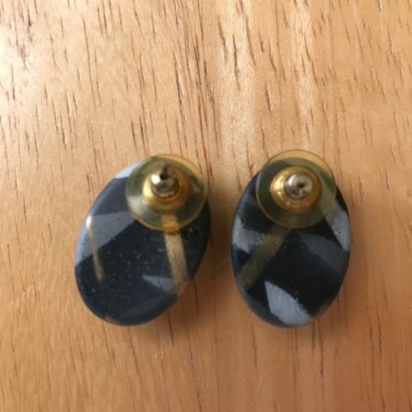 Handmade Black Silver Gold Earrings Retro Trendy - Picture 5 of 5